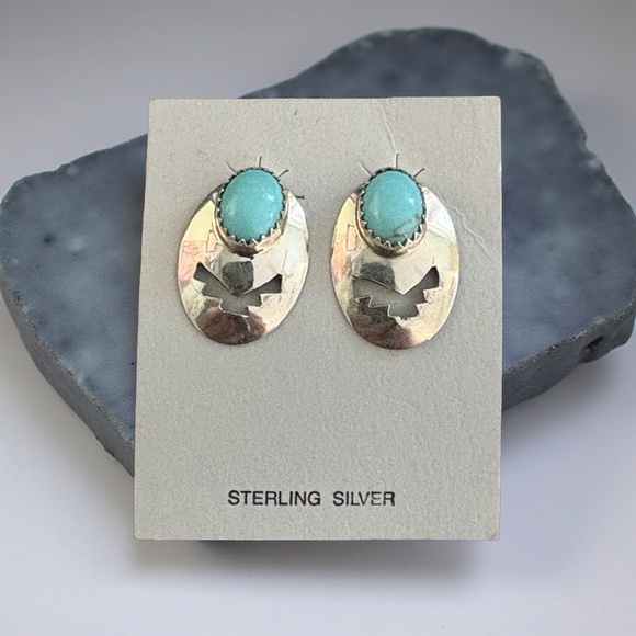 NAVAJO Jewelry - Navajo Necklace earrings 925 Silver Turquoise - signed